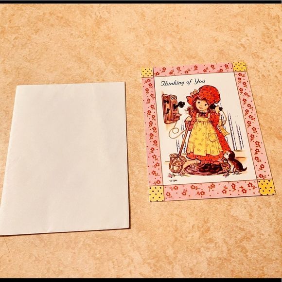 Vintage Thinking Of You Card Pink Girl Religious 2000 - Picture 2 of 4
